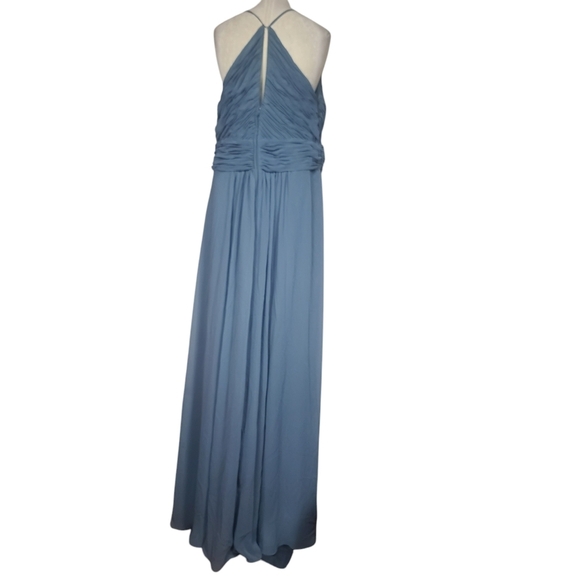 Morilee Madeline Gardner Blue V Neck Maxi Dress 14/16 - Picture 5 of 11